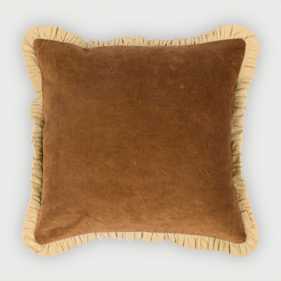 Jasper Ruffle Tan Brown Cushion Cover