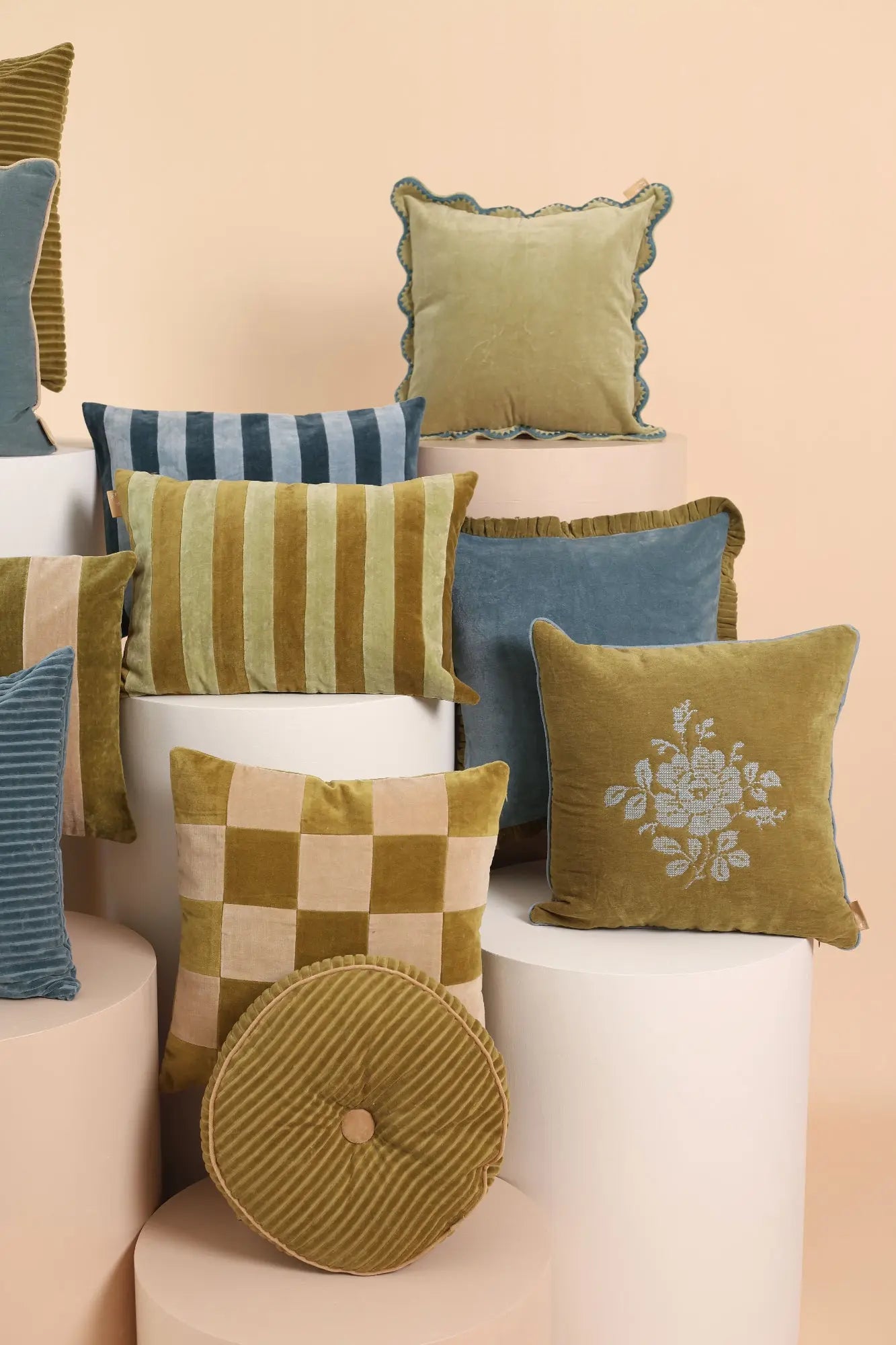 Jasper Ruffle Teal Cushion Cover SanctuaryLiving