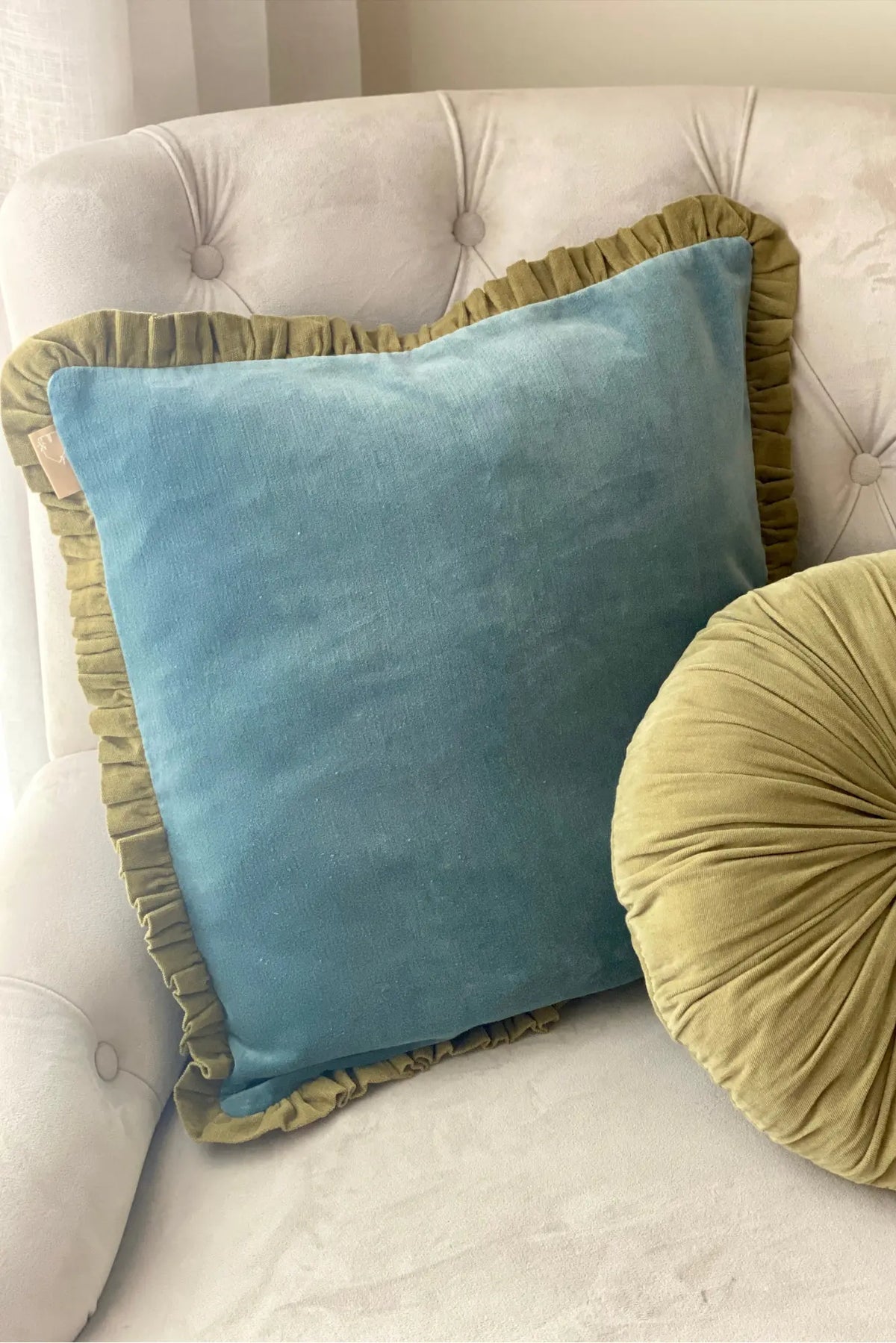 Jasper Ruffle Teal Cushion Cover SanctuaryLiving