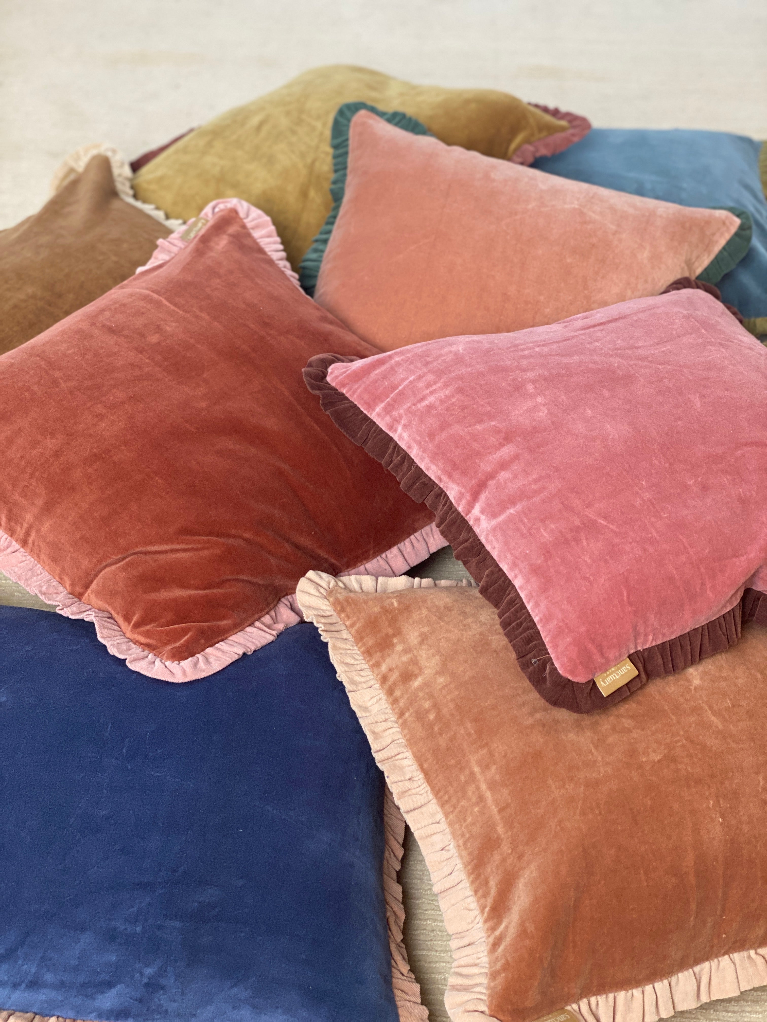 Jasper Ruffle Cobalt Blue Cushion Cover