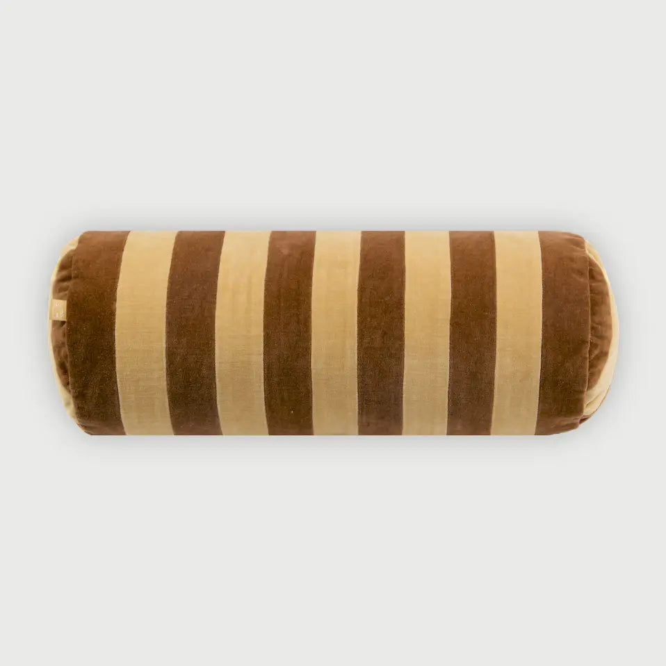 Holly Tan Brown Striped Bolster Cover SanctuaryLiving