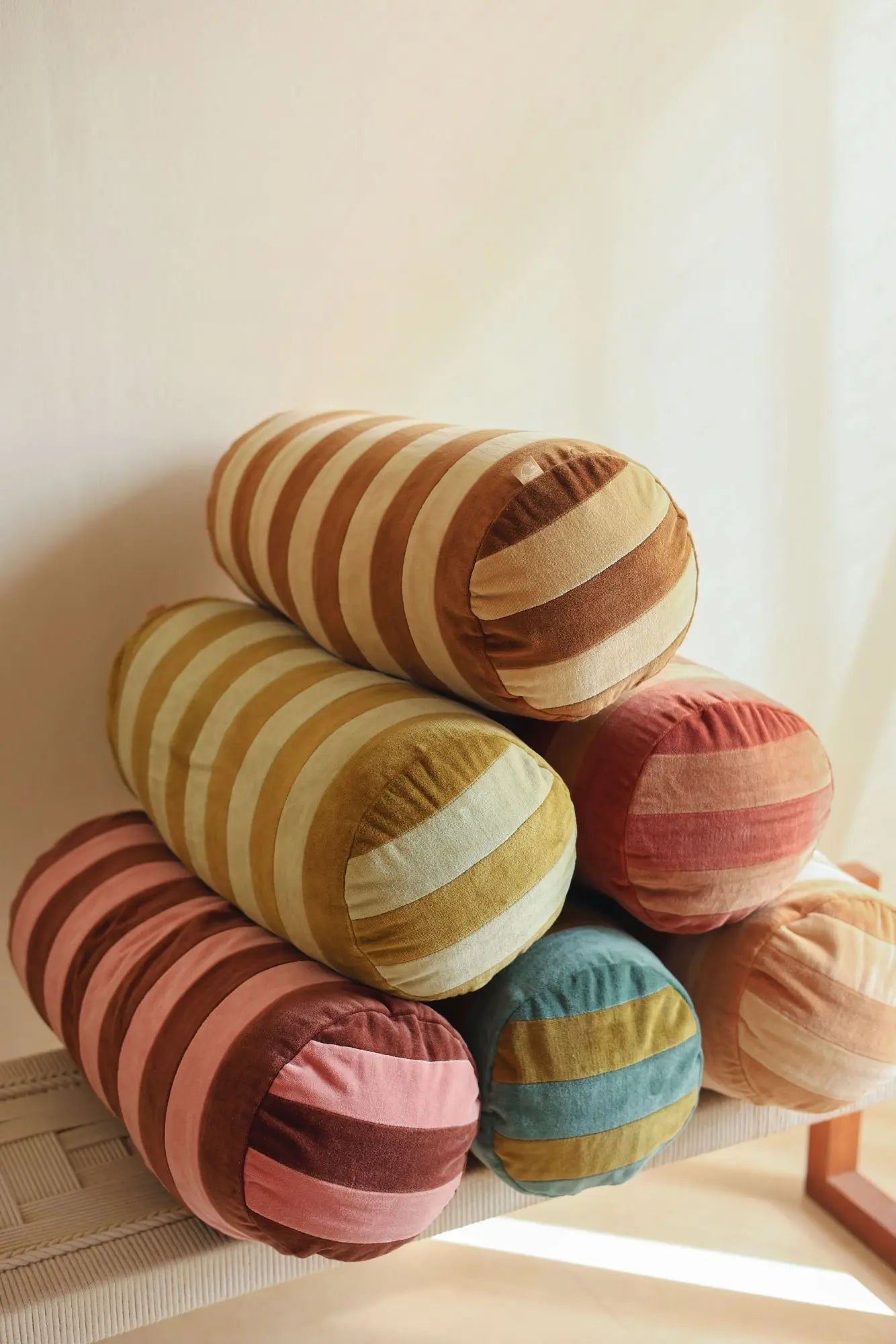 Holly Eucalyptus Striped Bolster Cover