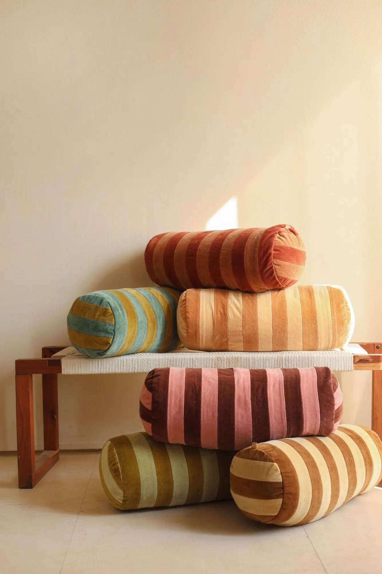 Holly Eucalyptus Striped Bolster Cover