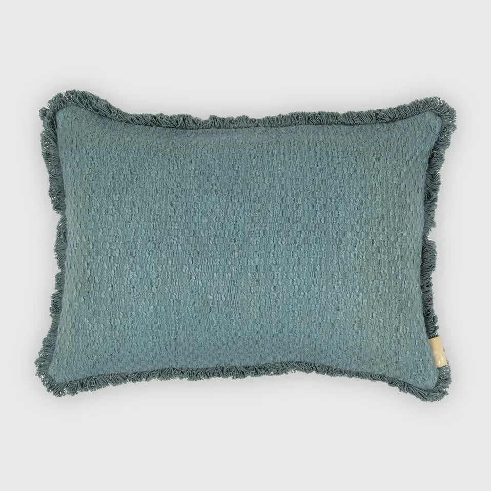 Reed Azure Slub Oblong Cushion Cover SanctuaryLiving
