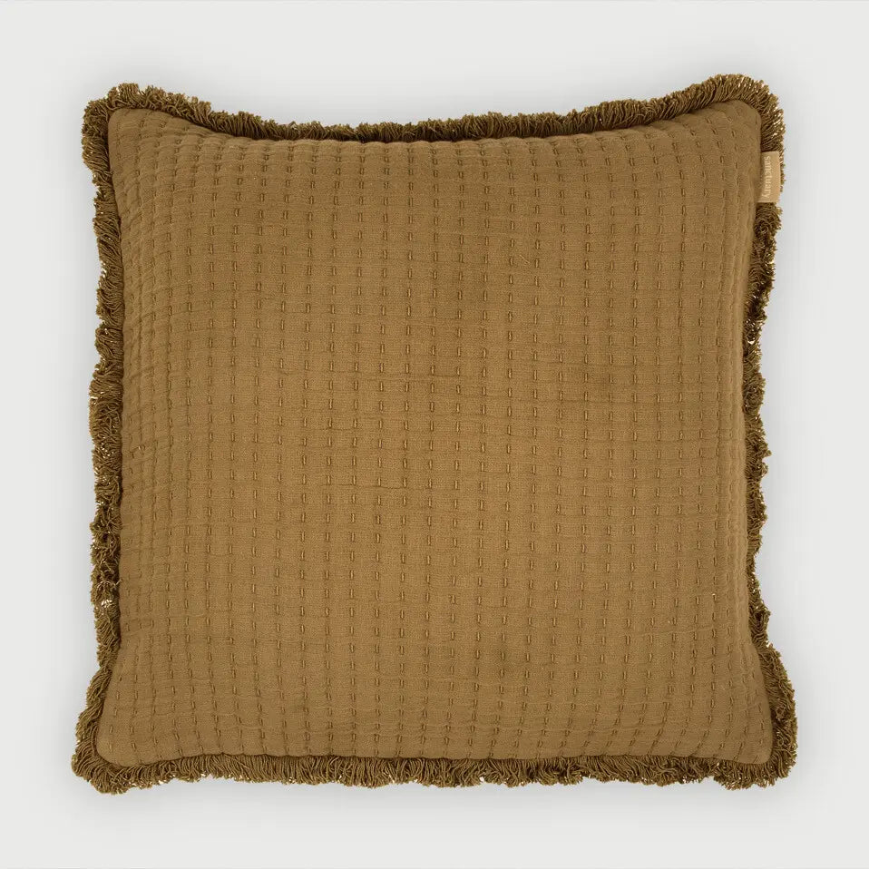 Trail Tan Brown Cotton Cushion Cover SanctuaryLiving