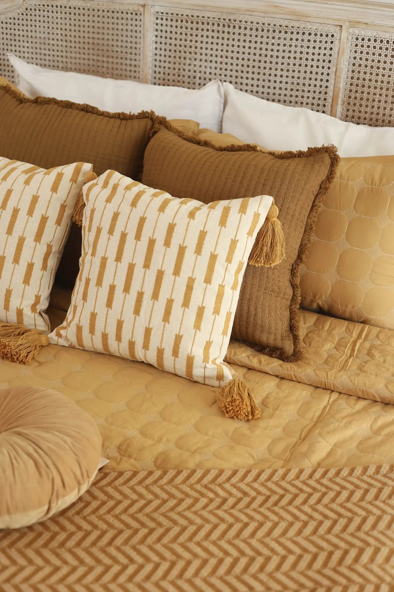 Trail Tan Brown Cotton Cushion Cover SanctuaryLiving