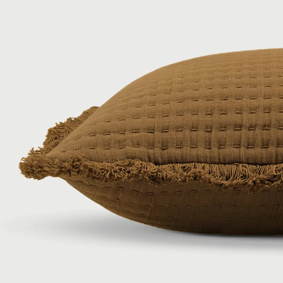Trail Tan Brown Cotton Cushion Cover SanctuaryLiving