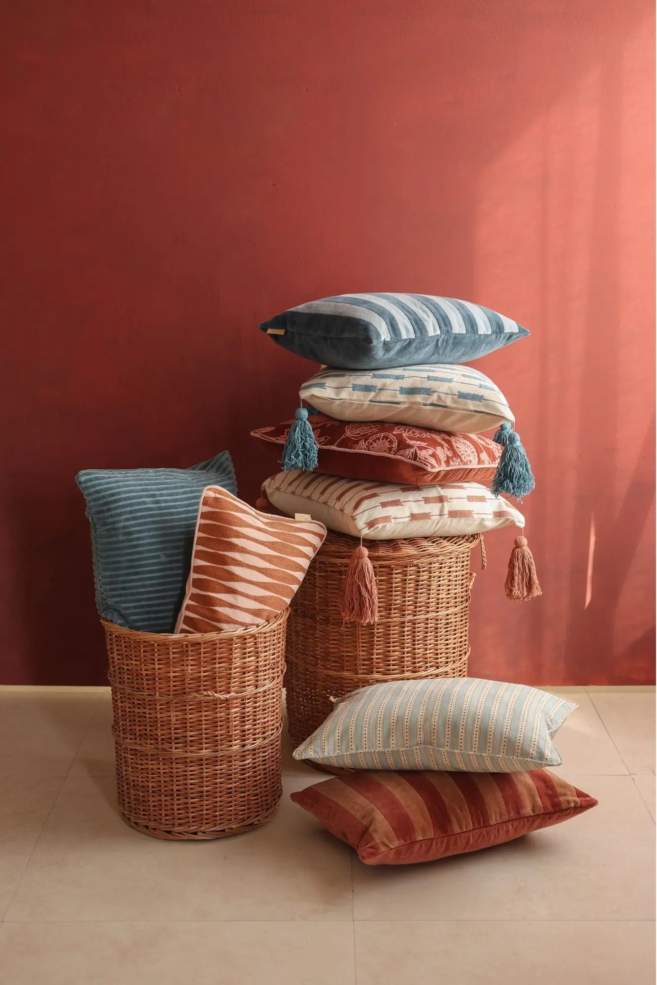 River Soft Blue Oblong Cushion Cover