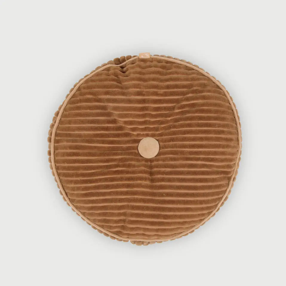 Luna Tan Brown Velvet Round Cushion SanctuaryLiving