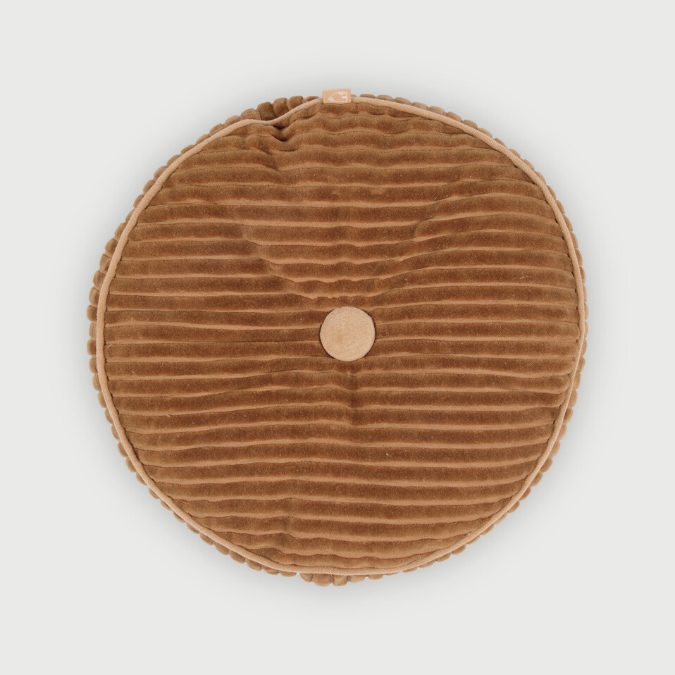 Luna Tan Brown Velvet Round Cushion