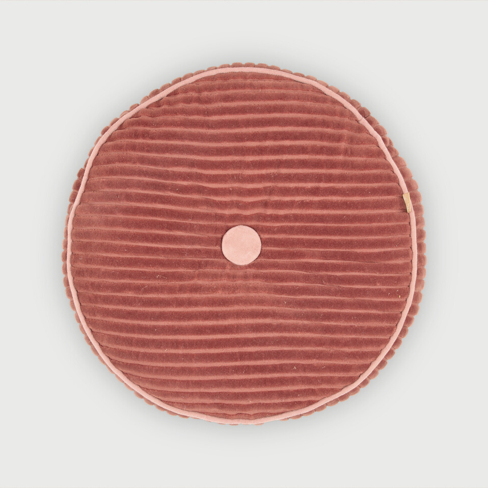 Luna Rhubarb Velvet Round Cushion