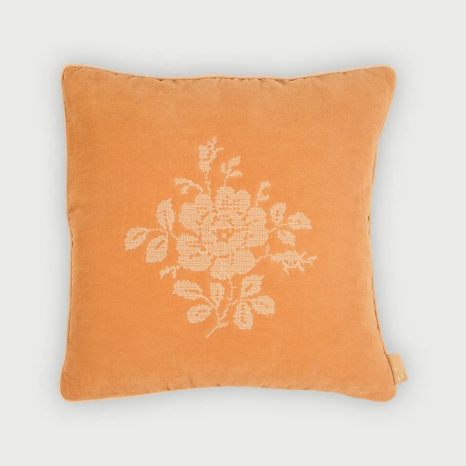 Camellia Melon Cross Stitch Cushion Cover SanctuaryLiving