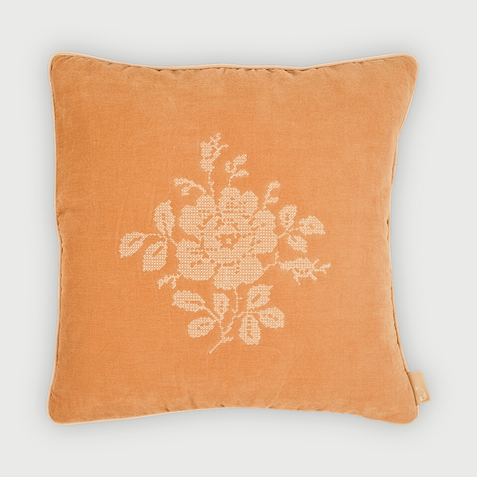 Camellia Melon Cross Stitch Cushion Cover