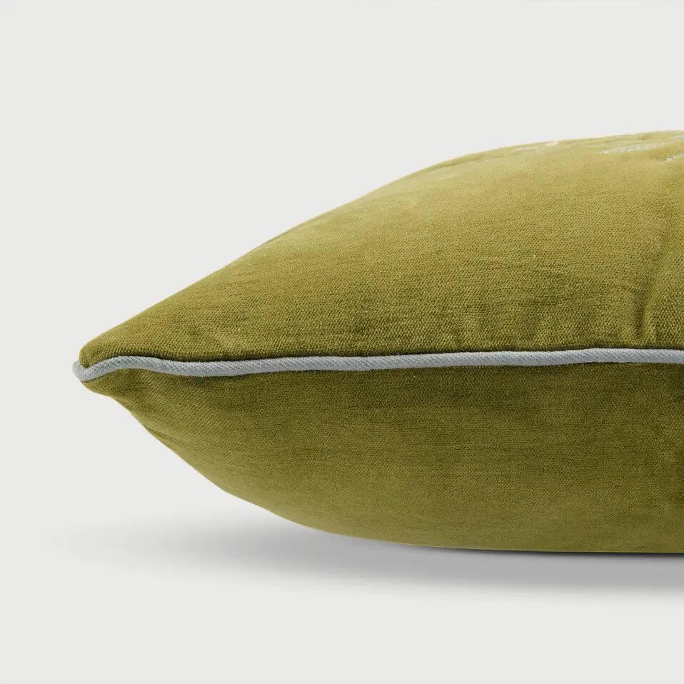 Camellia Olive Cross Stitch Cushion Cover SanctuaryLiving