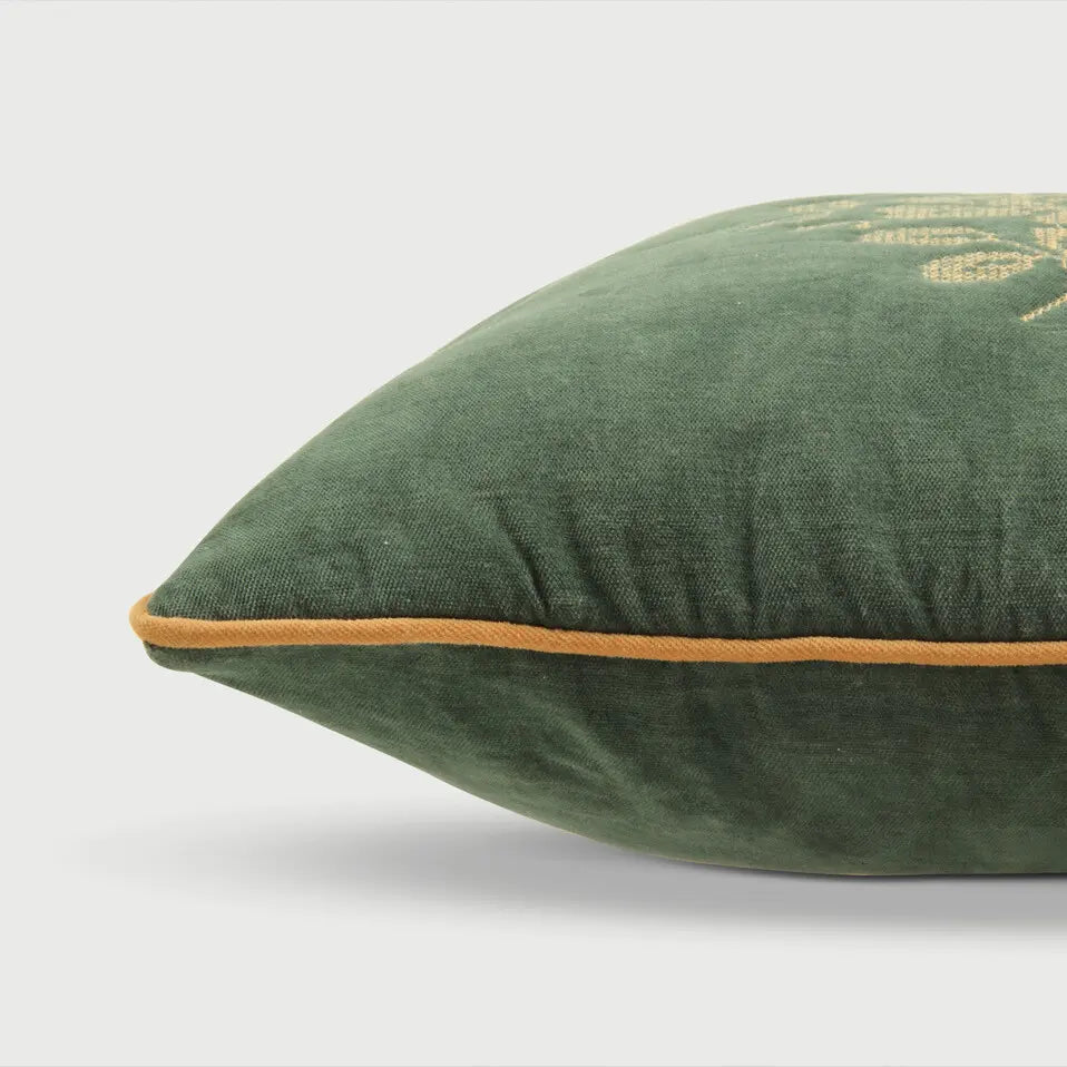 Camellia Eucalyptus Cross Stitch Cushion Cover SanctuaryLiving