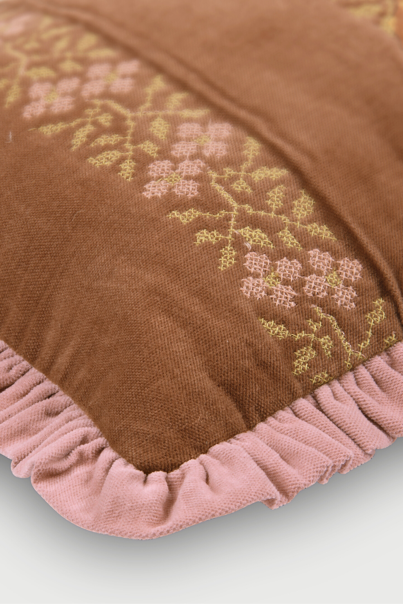 Heather Rhubarb Cross Stitch Oblong Cushion Cover