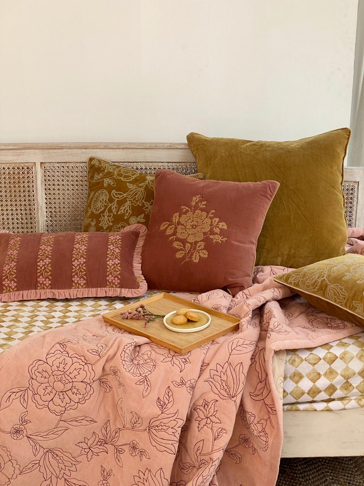 Rosabelle Chintz Deep Ochre Cushion Cover