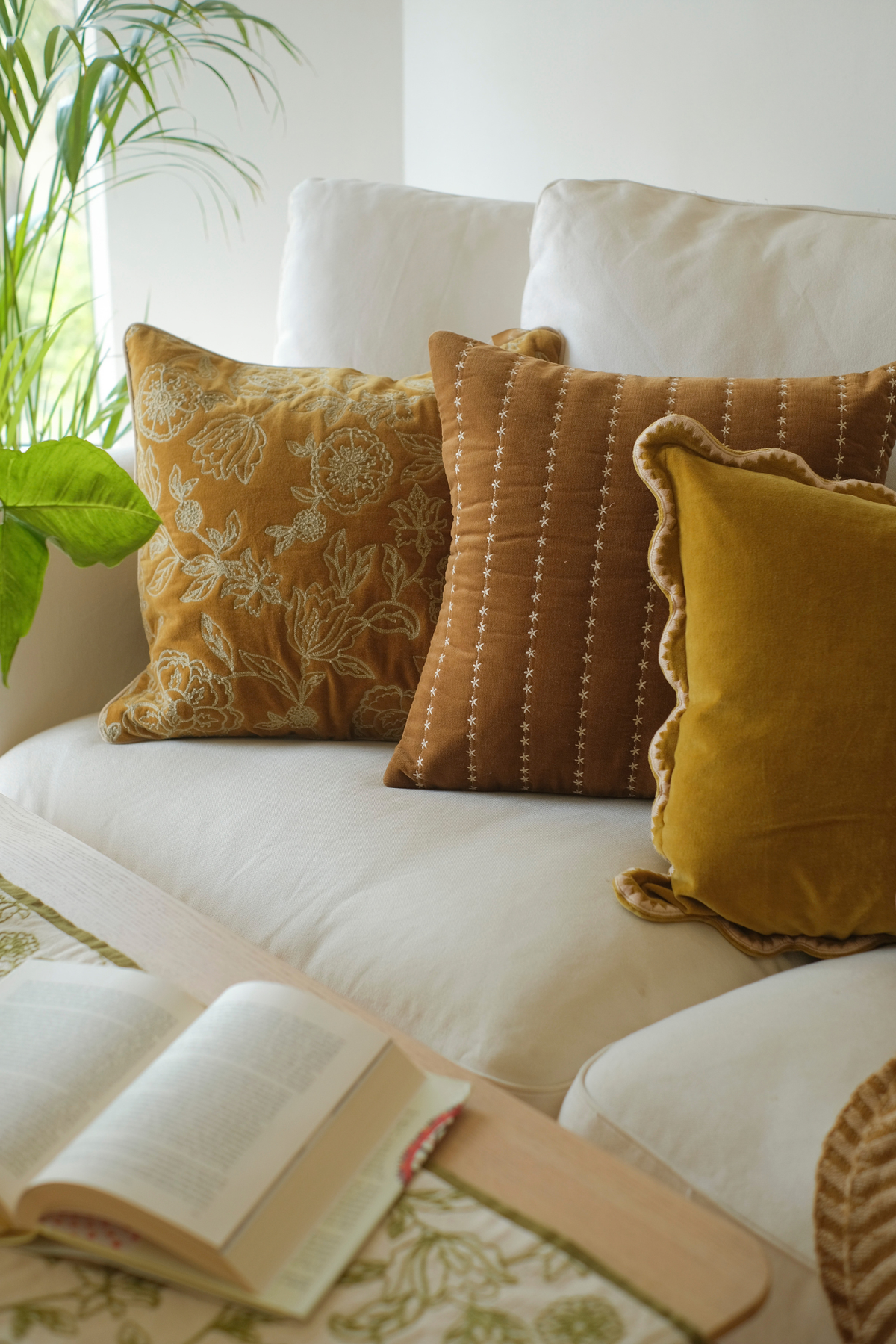 Rosabelle Chintz Deep Ochre Cushion Cover