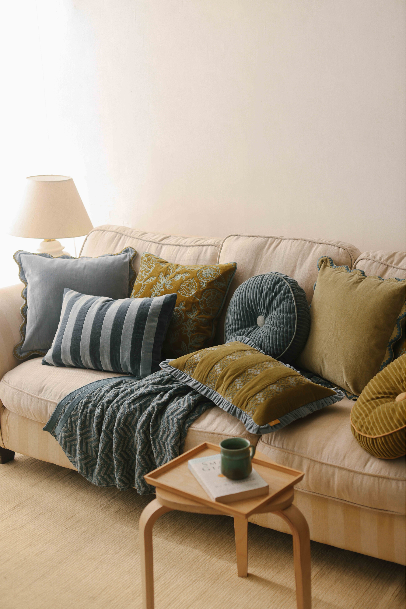 Rosabelle Chintz Olive Cushion Cover