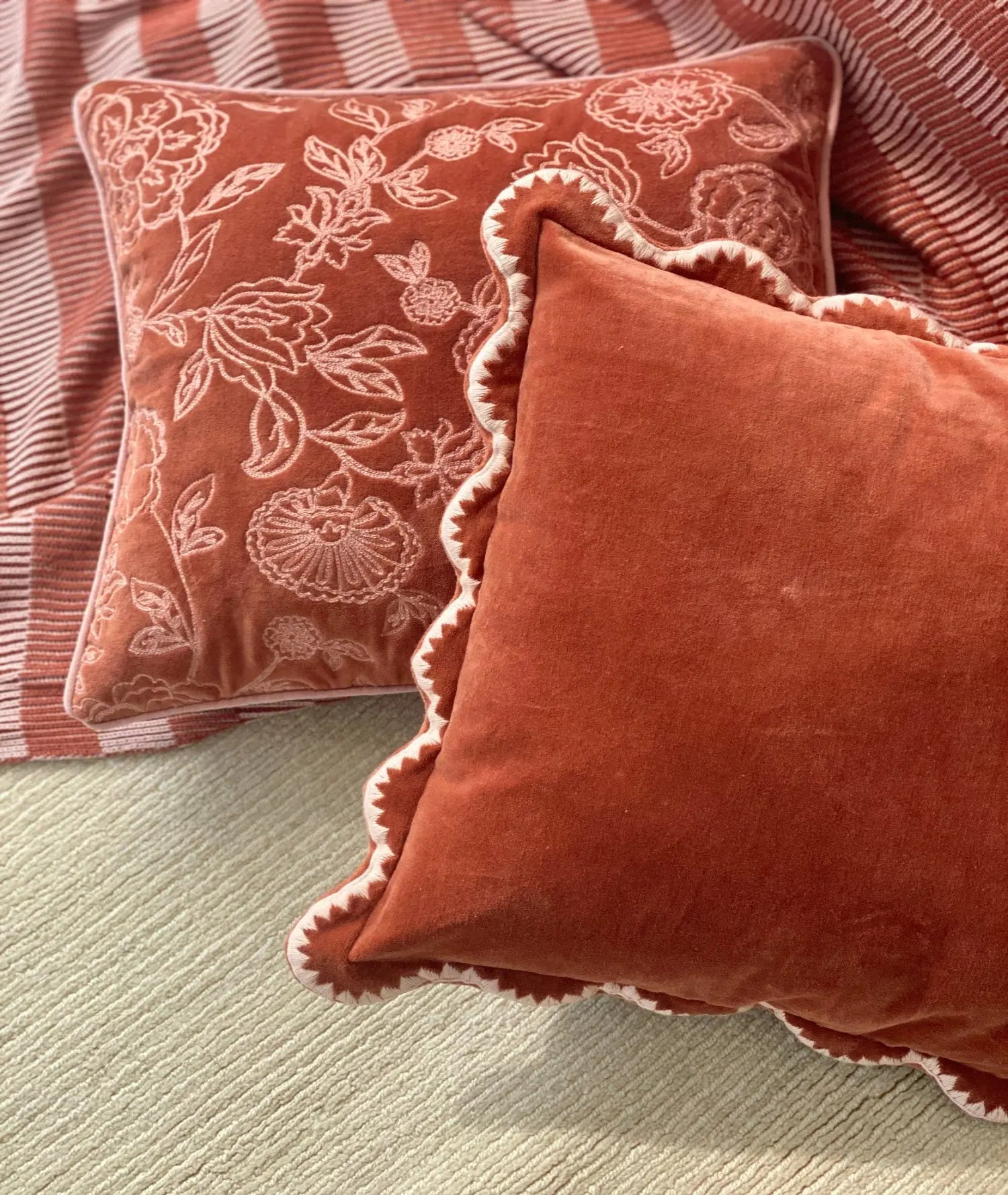 Rosabelle Chintz Rhubarb Cushion Cover SanctuaryLiving