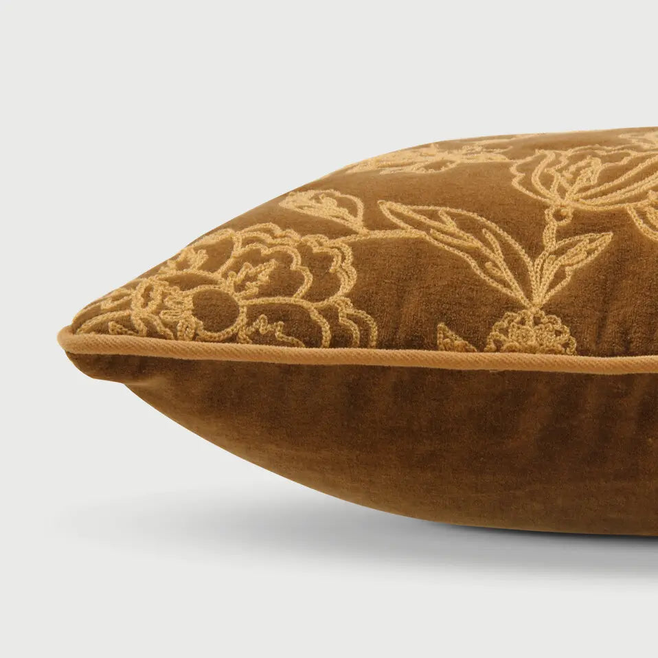 Rosabelle Chintz Tan Brown Cushion Cover SanctuaryLiving