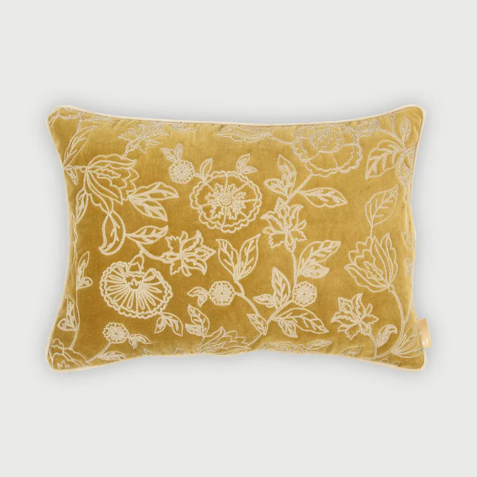 Rosabelle Chintz Deep Ochre Oblong Cushion Cover SanctuaryLiving