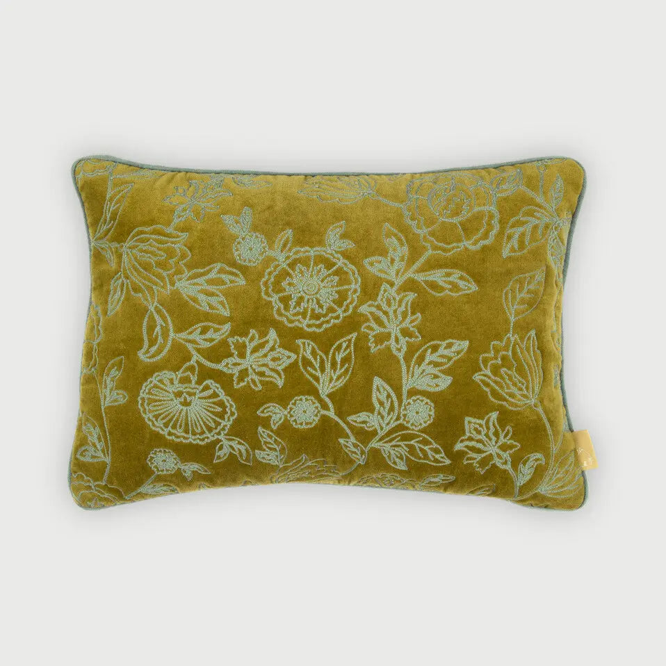 Rosabelle Chintz Olive Oblong Cushion Cover SanctuaryLiving