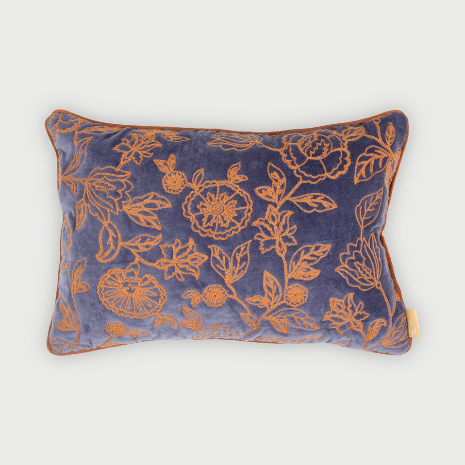 Rosabelle Chintz Cobalt Blue Oblong Cushion Cover