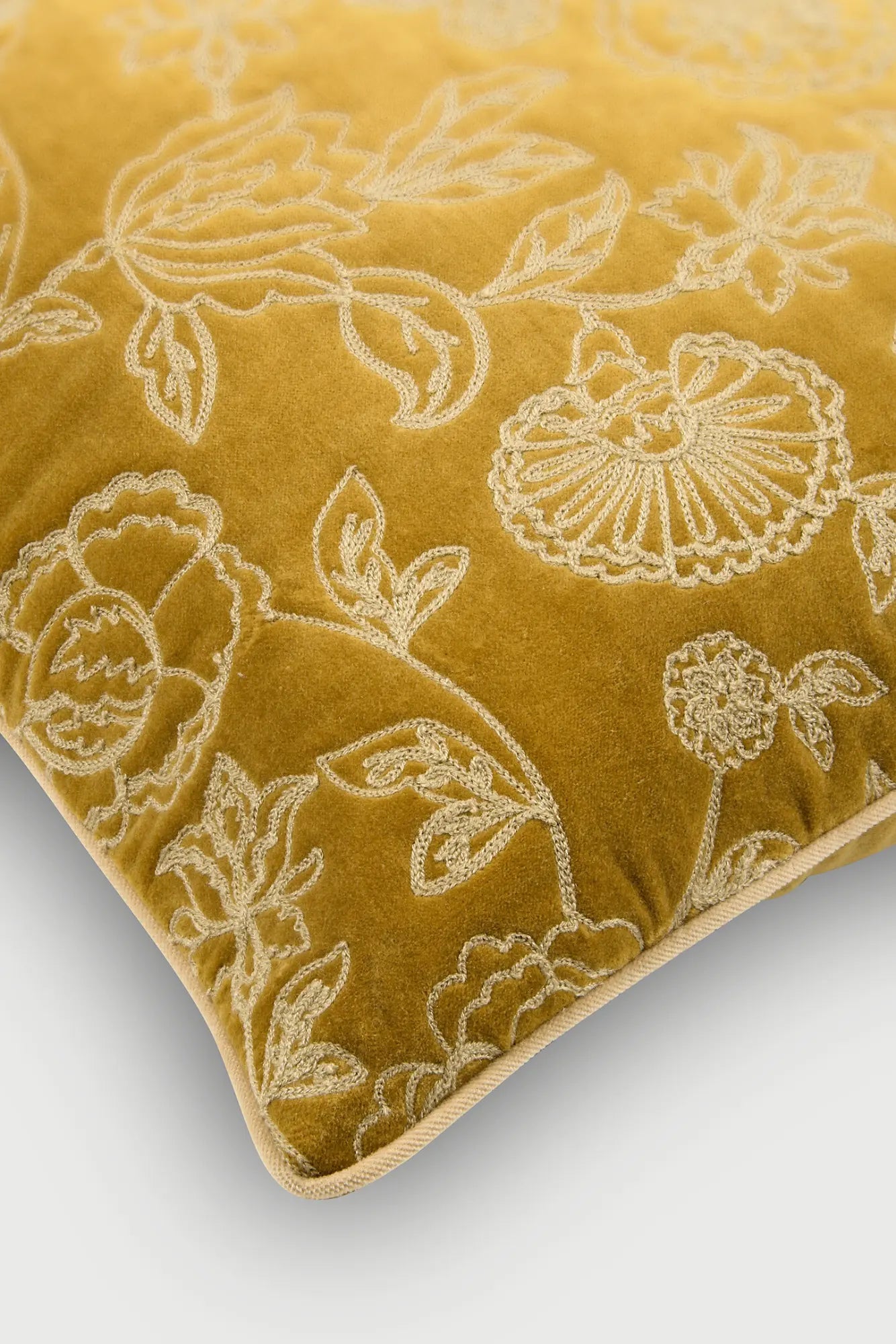 Rosabelle Chintz Deep Ochre Lumbar Cushion Cover SanctuaryLiving