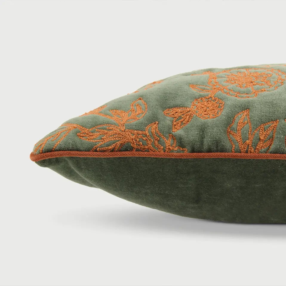 Rosabelle Chintz Eucalyptus Lumbar Cushion Cover SanctuaryLiving