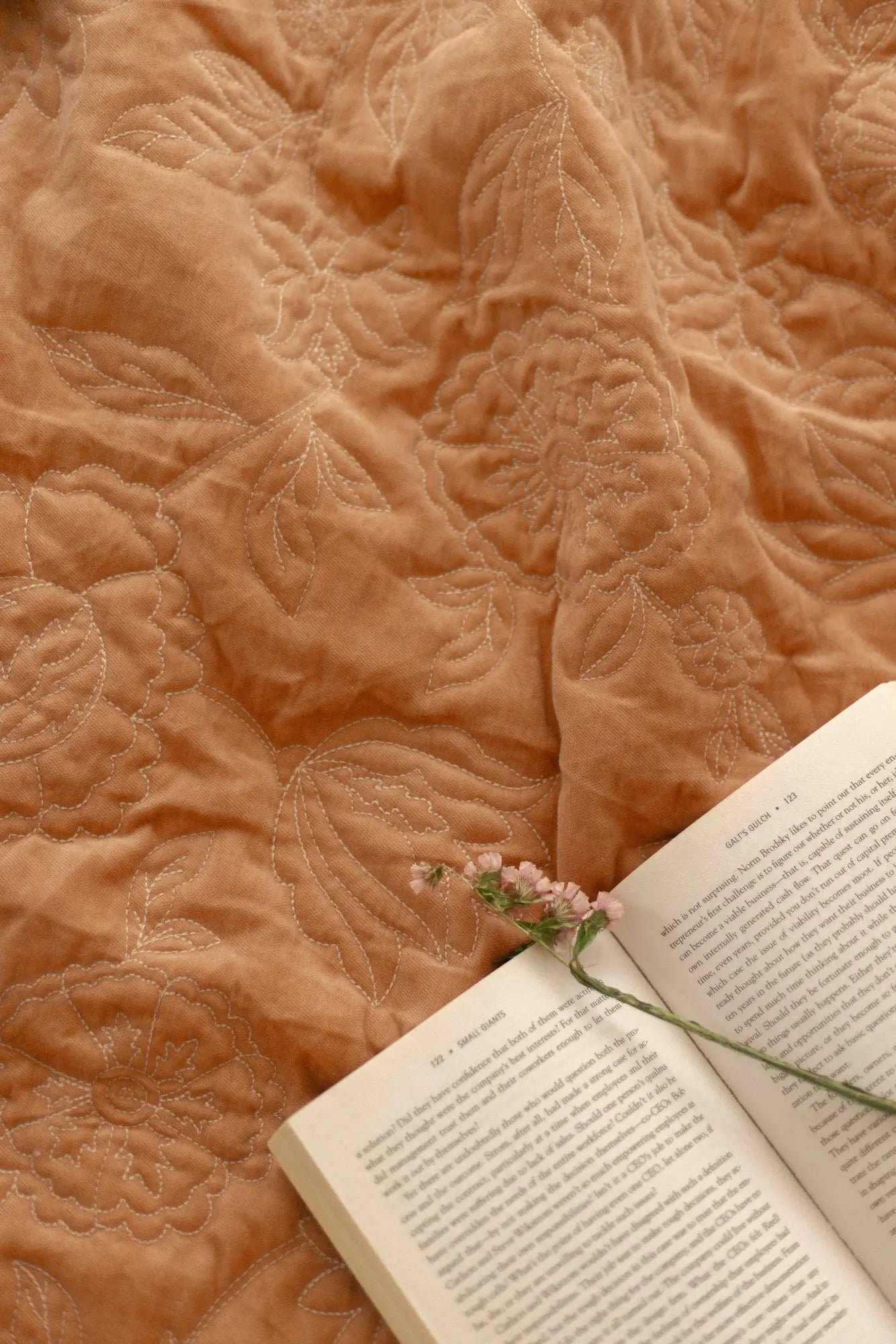 Rosabelle Chintz Spice Velvet Embroidered Quilt SanctuaryLiving