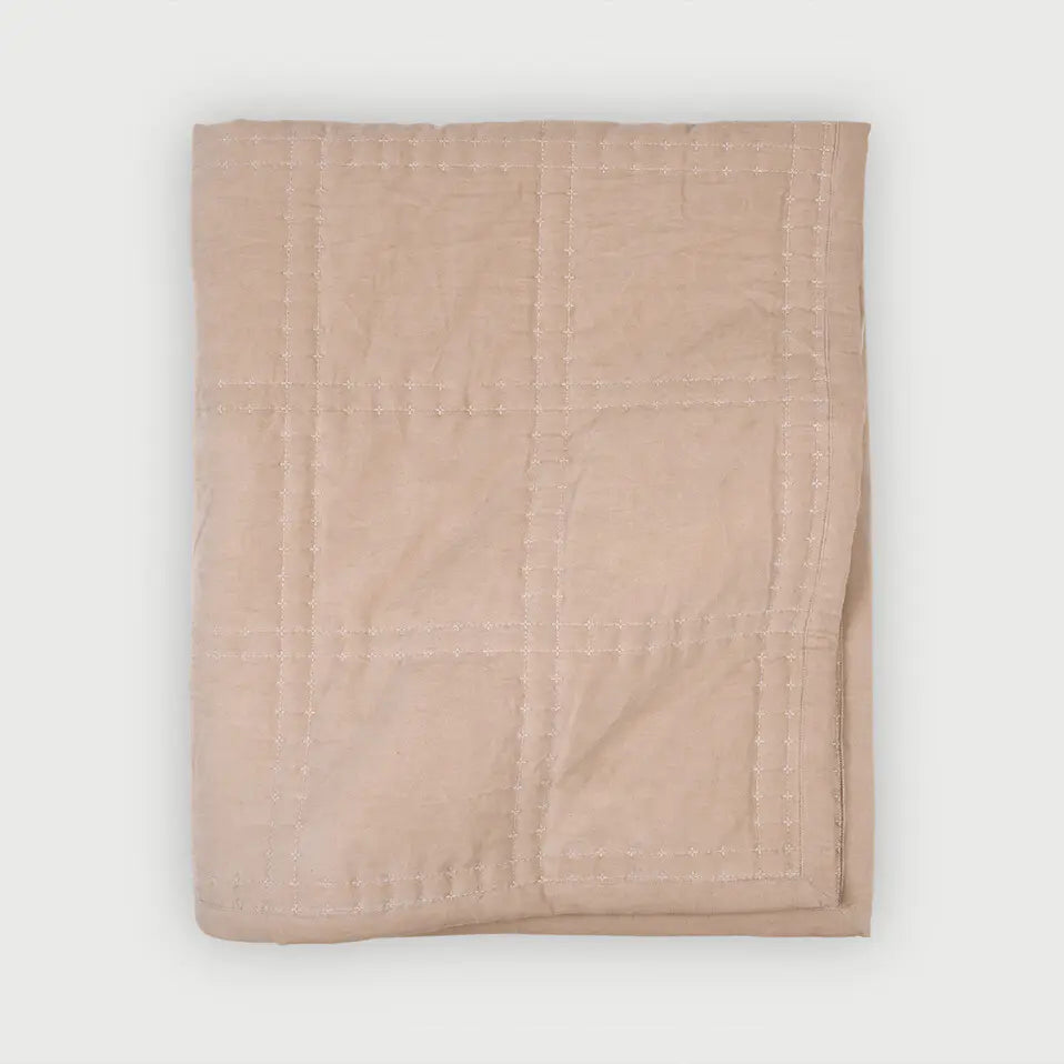 Checker Blush Velvet Embroidered Quilt SanctuaryLiving