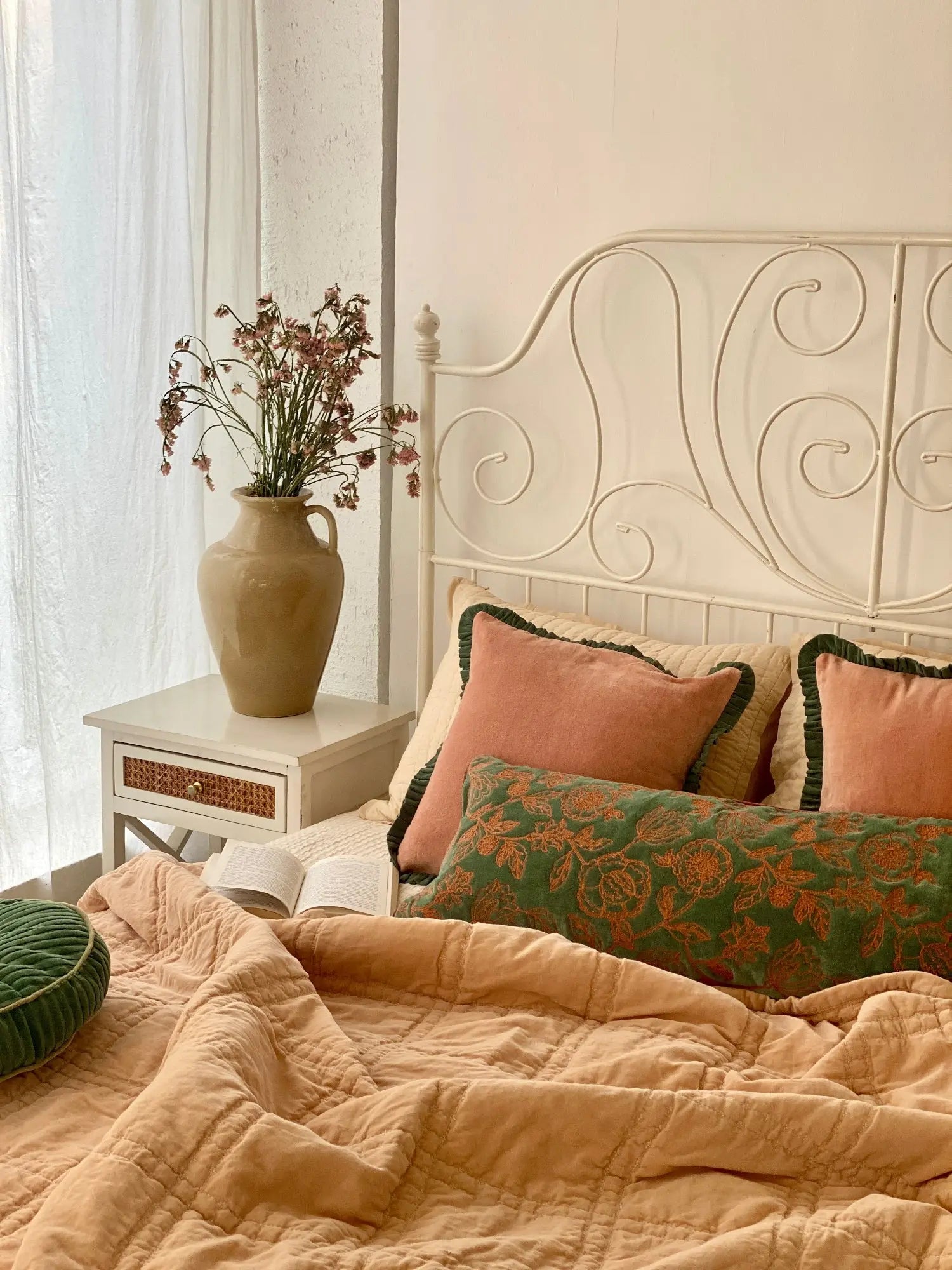 Checker Blush Velvet Embroidered Quilt SanctuaryLiving