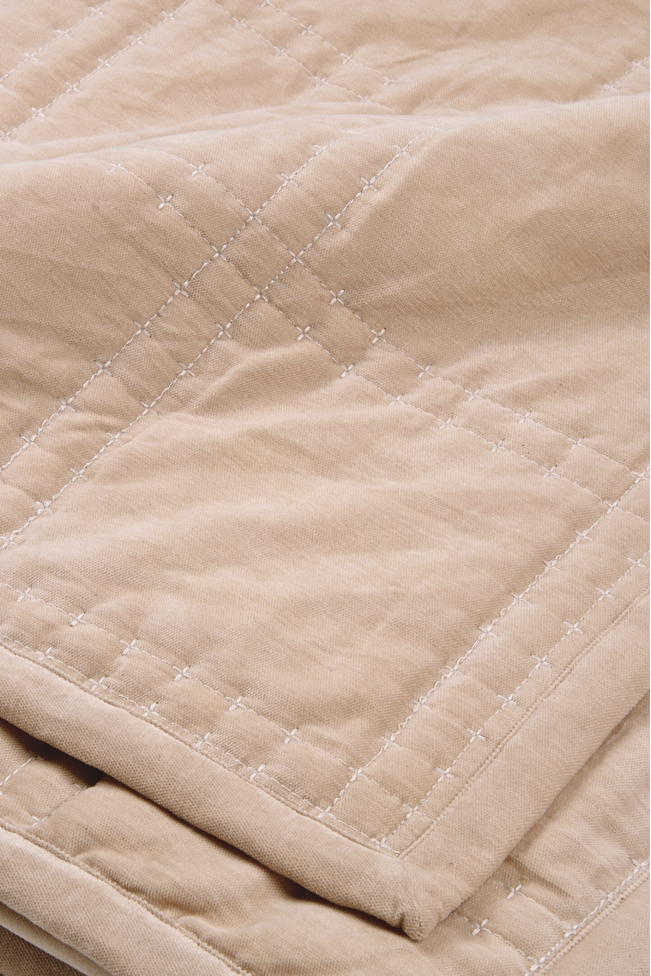 Checker Blush Velvet Embroidered Quilt