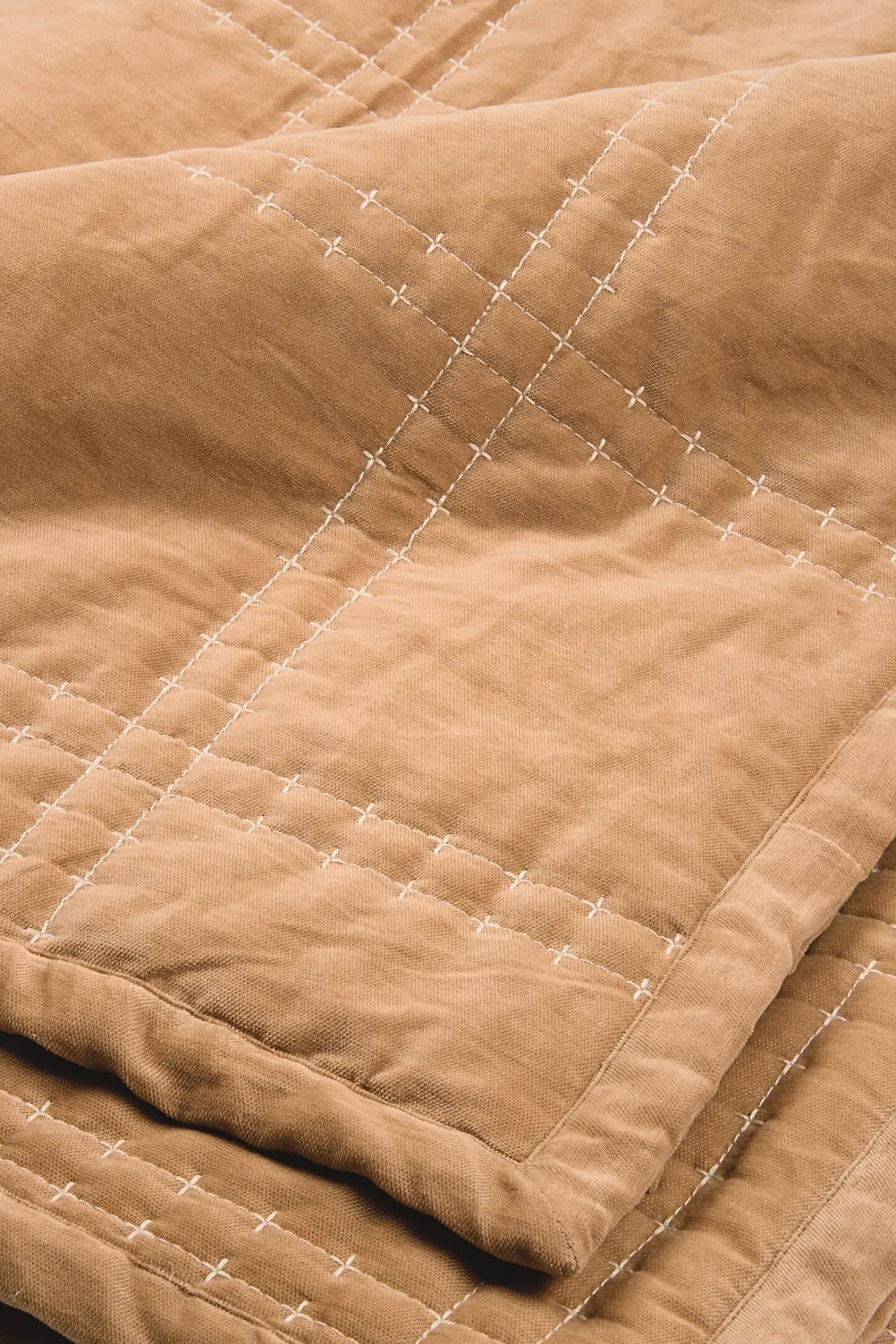 Checker Spice Velvet Embroidered Quilt SanctuaryLiving