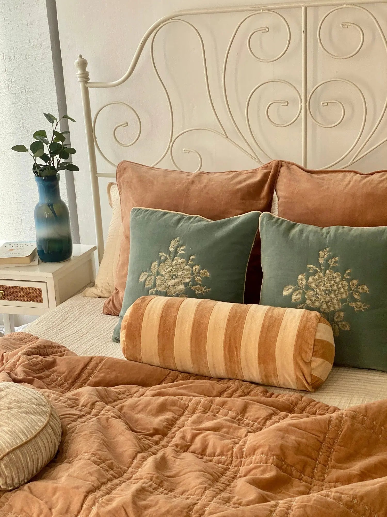 Checker Spice Velvet Embroidered Quilt SanctuaryLiving