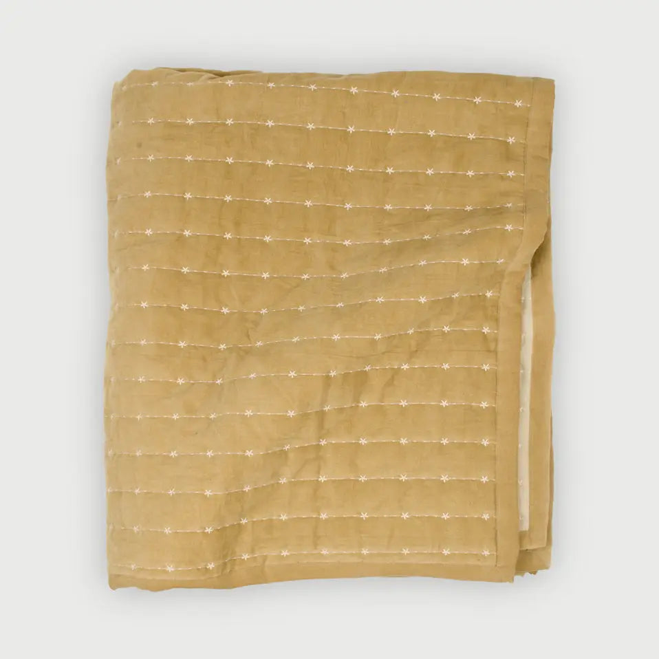 Sitara Sand Velvet Embroidered Quilt SanctuaryLiving