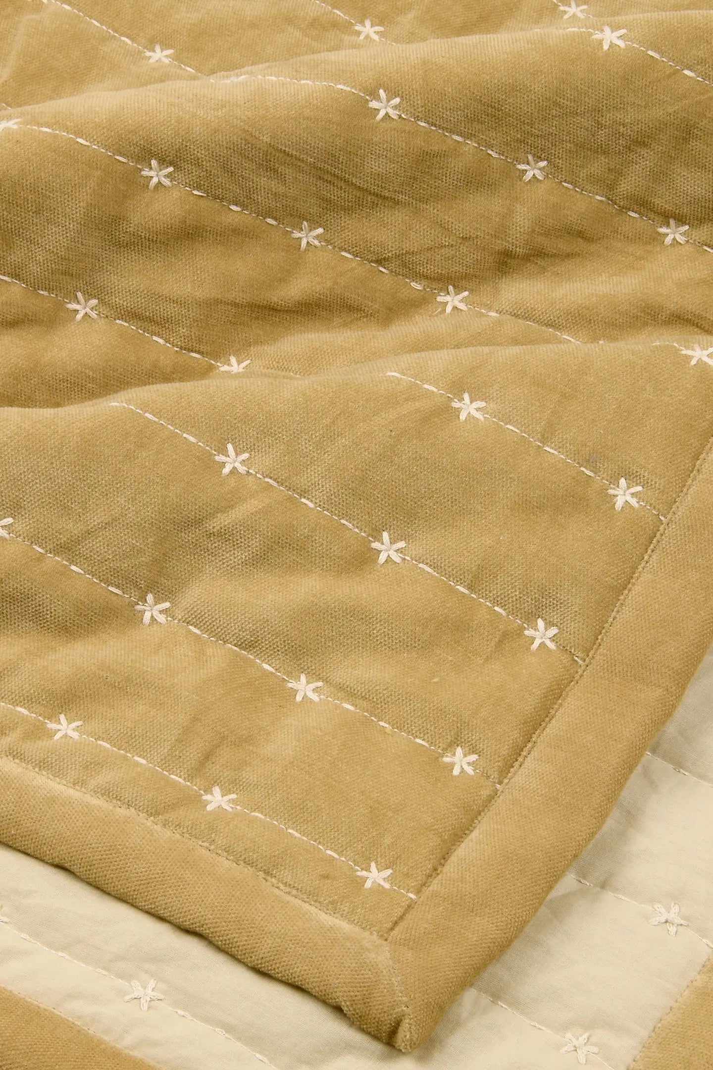 Sitara Sand Velvet Embroidered Quilt SanctuaryLiving