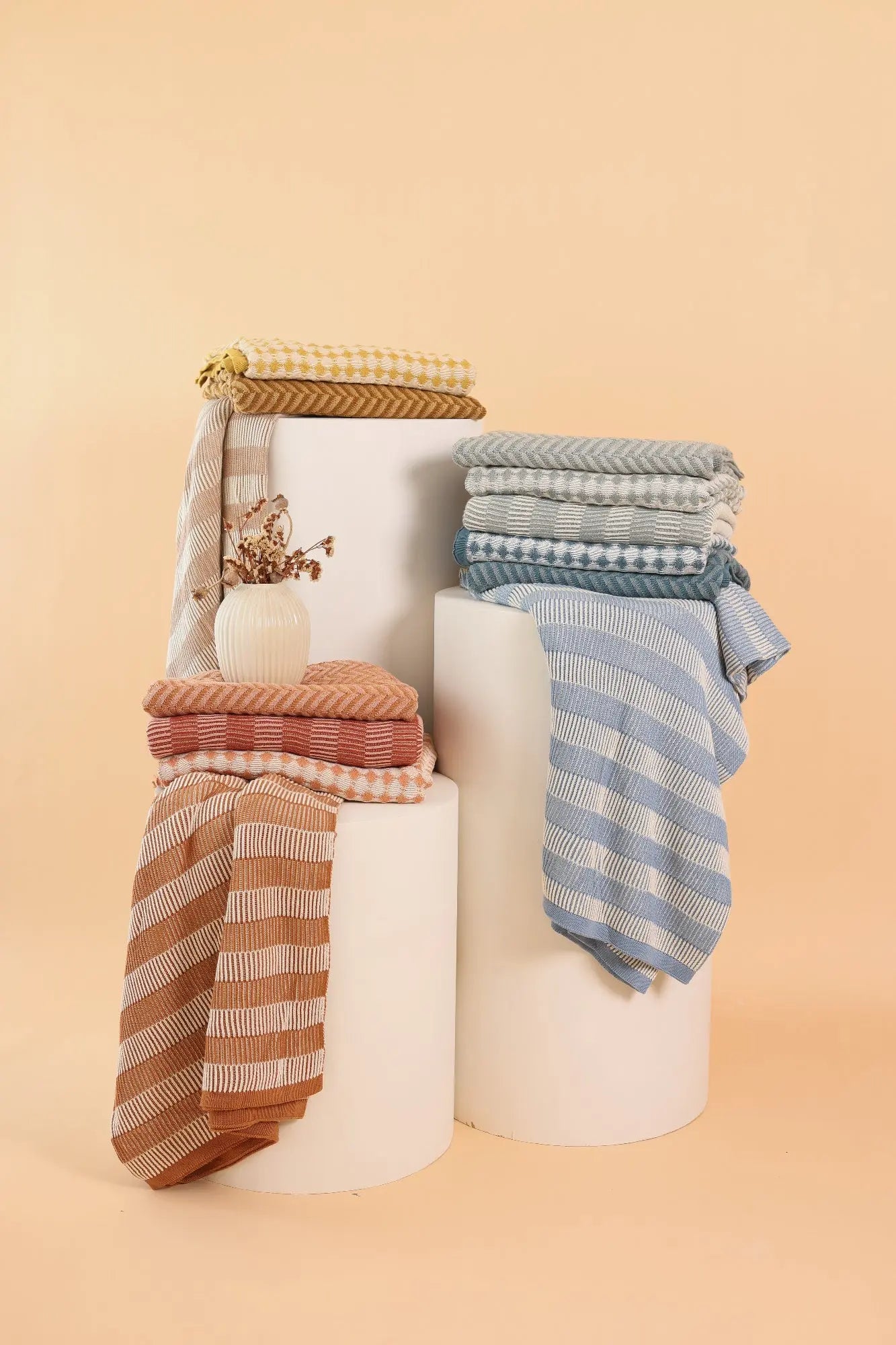 Ivy Teal Cotton Knitted Throw SanctuaryLiving