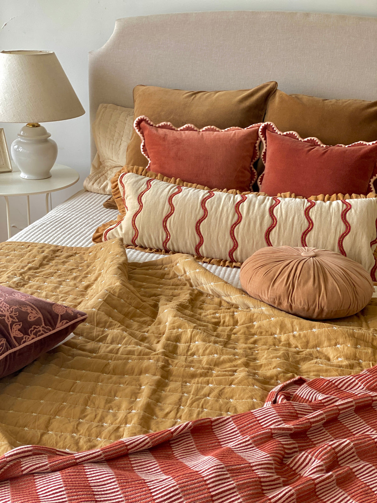 Sitara Sand Velvet Embroidered Quilt