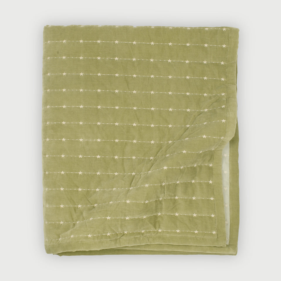 Sitara Fern Velvet Embroidered Quilt