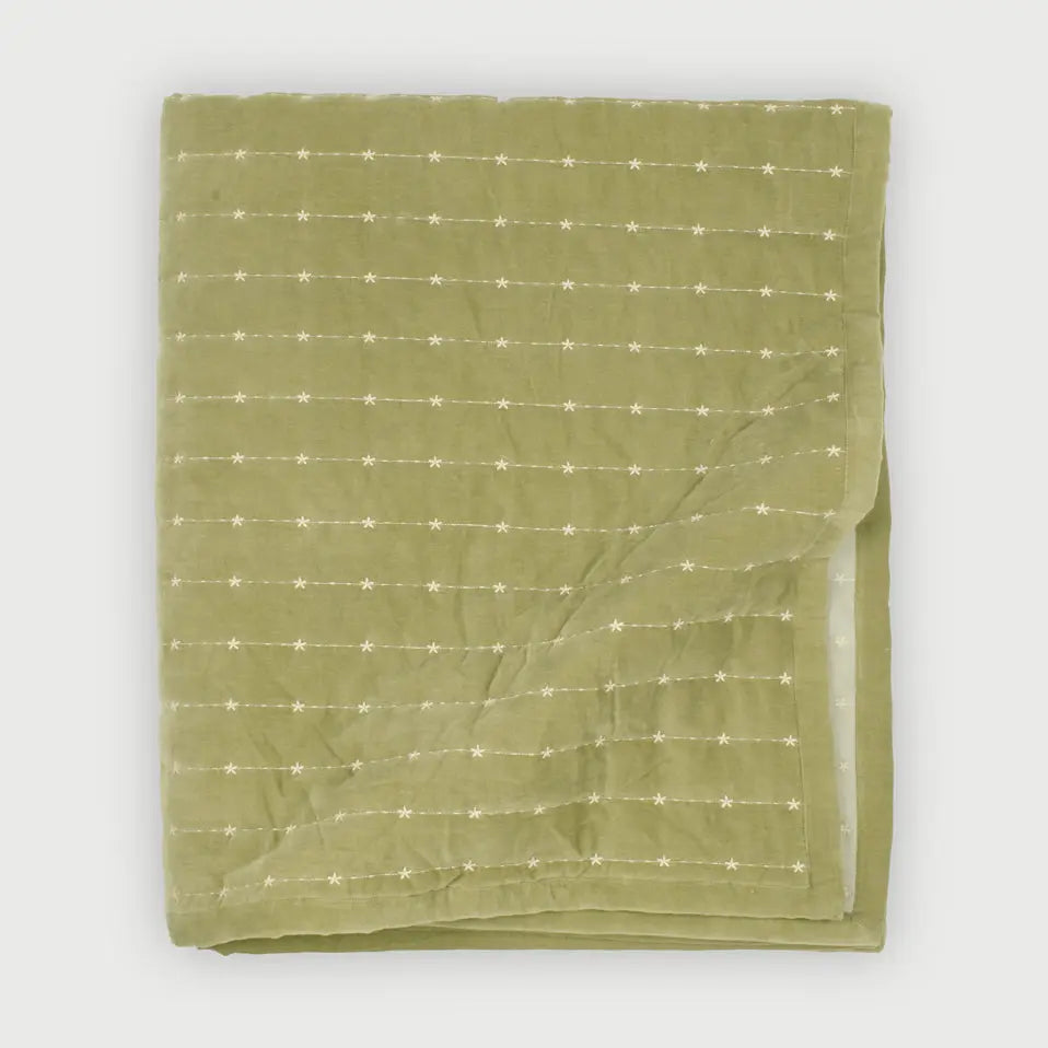 Sitara Fern Velvet Embroidered Quilt SanctuaryLiving