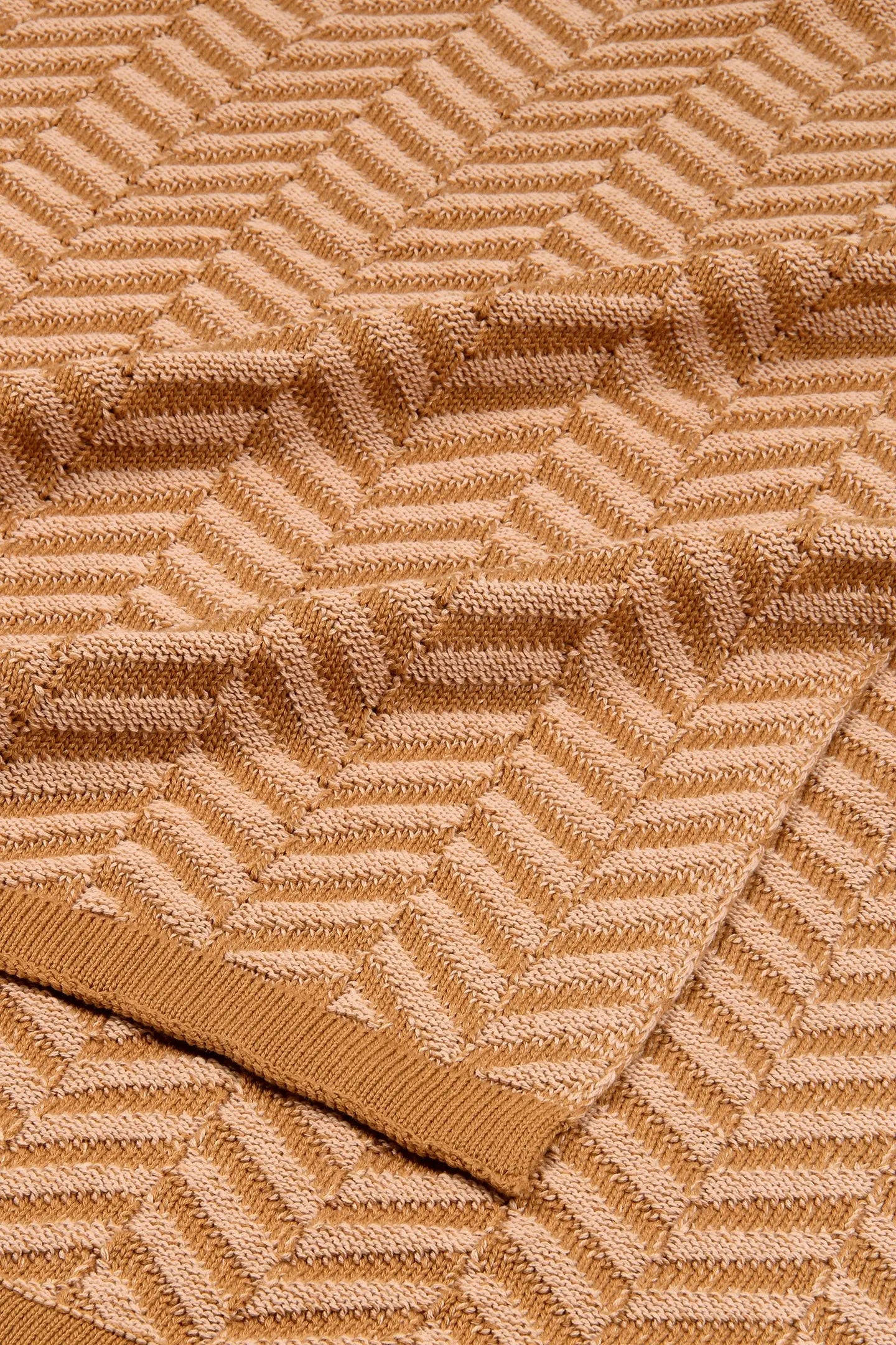 Chevron Brown Cotton Knitted Throw SanctuaryLiving