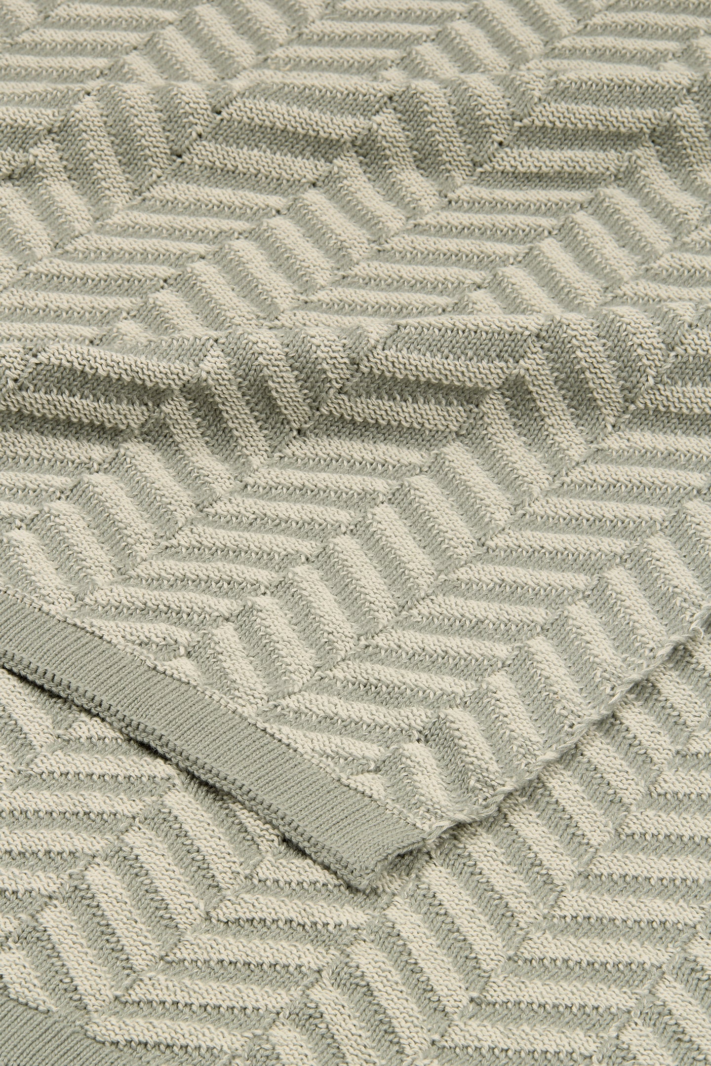 Chevron Sage Cotton Knitted Throw