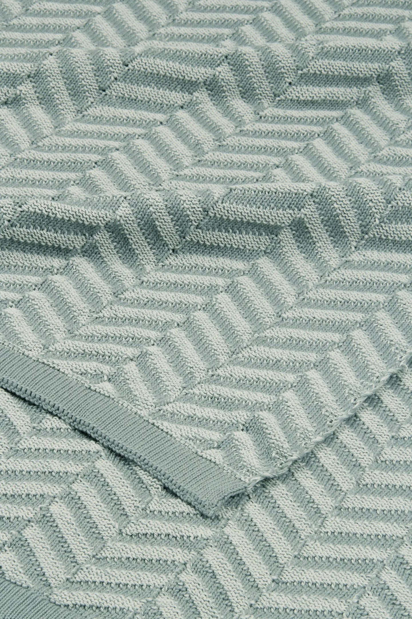 Chevron Sage Cotton Knitted Throw SanctuaryLiving
