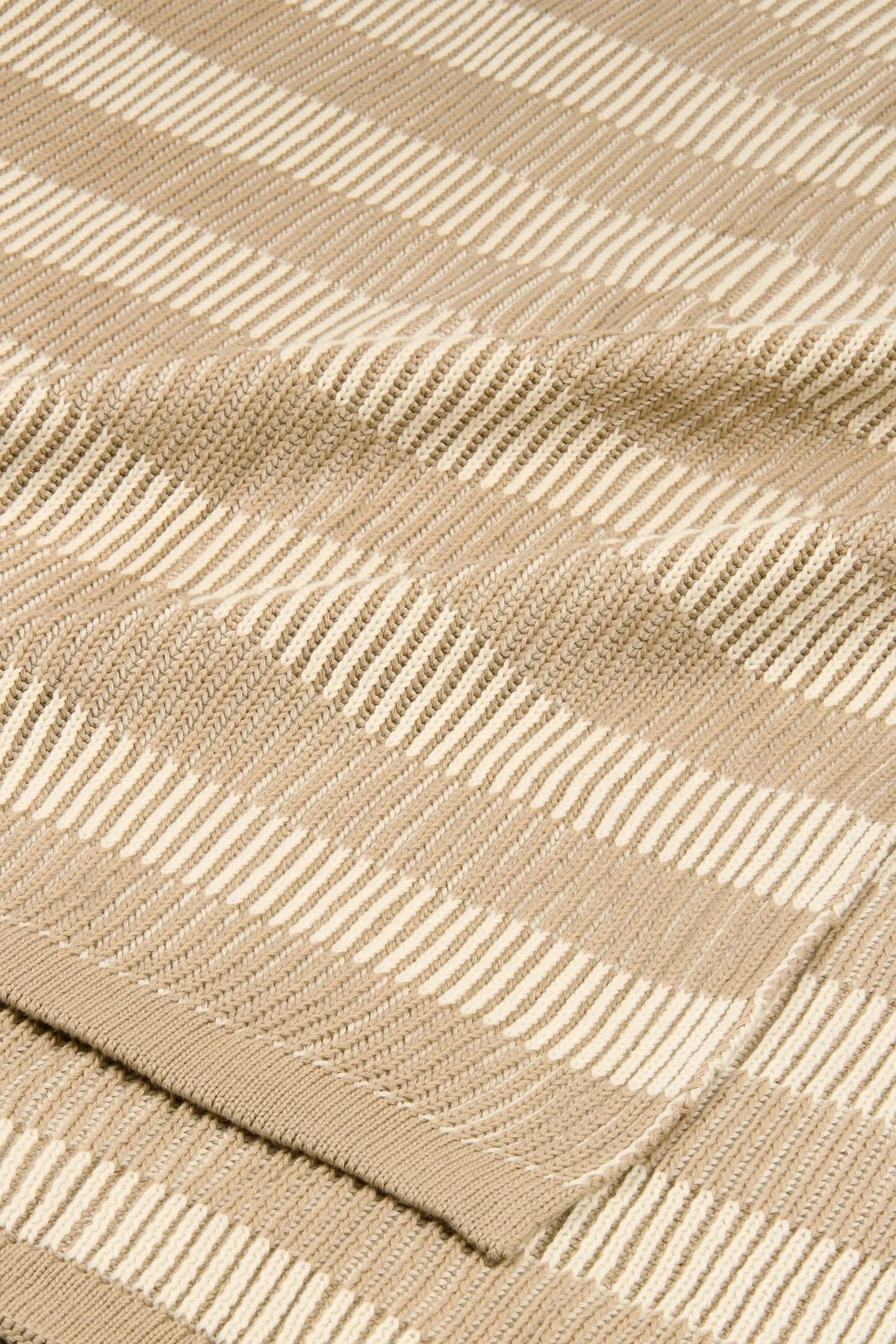 Striped Beige Cotton Knitted Throw SanctuaryLiving