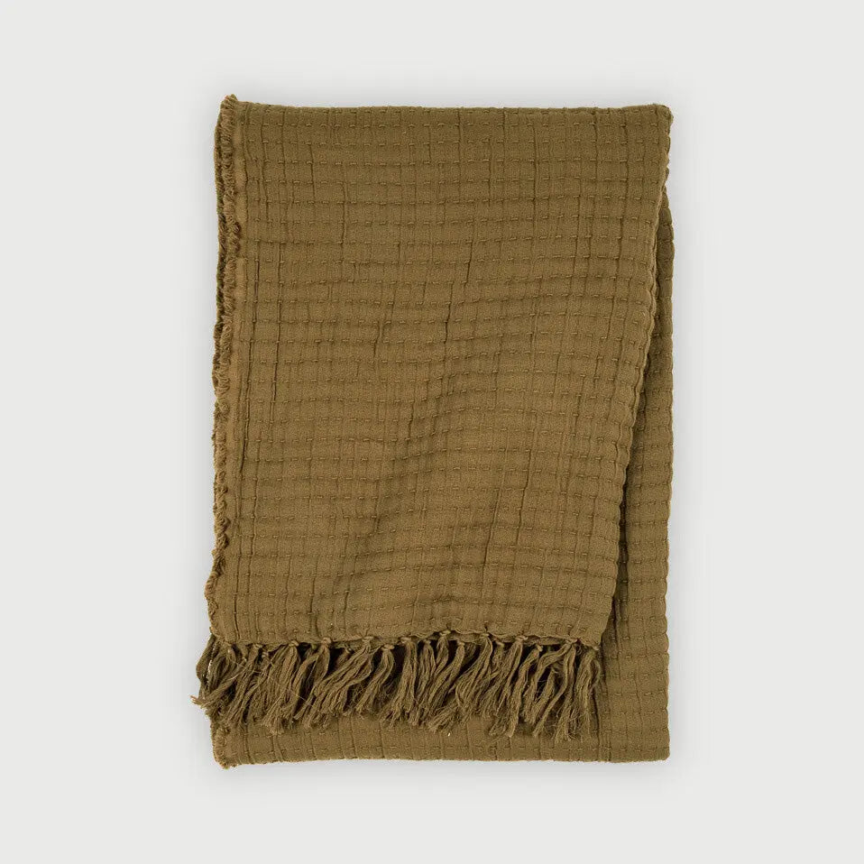 Trail Tan Brown Cotton Throw SanctuaryLiving