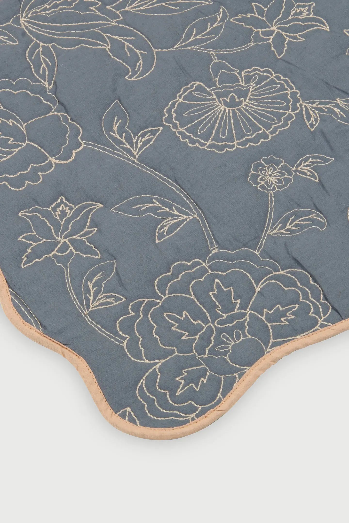 Rosabelle Chintz Azure Scallop Mats-Set of 2 SanctuaryLiving