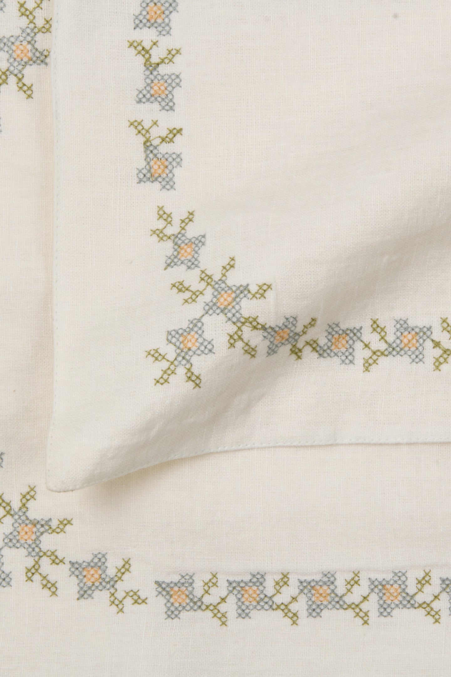 Trellis Soft Blue Cross Stitch Table Mats-Set of 2