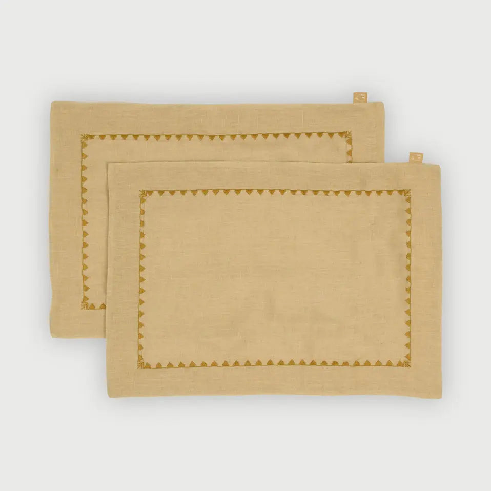 Mirage Ochre Linen Table Mats-Set of 2 SanctuaryLiving